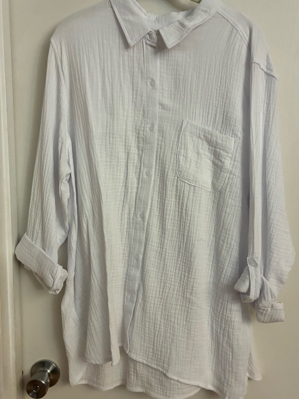 Women’s White Lightweight Button-Up Shirt